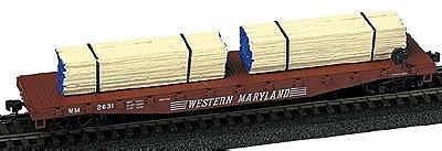 Railstuff Banded Lumber Stack Blue Ends (2) Model Train Freight Car HO Scale #142