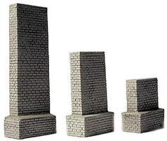 Stone Bridge Piers Gray Set w/1 Each Model Railroad Bridge HO Scale #1425