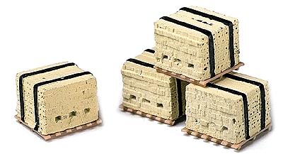 Railstuff Banded Bricks on Pallets Yellow (4) Model Railroad Building Accessory HO Scale #530