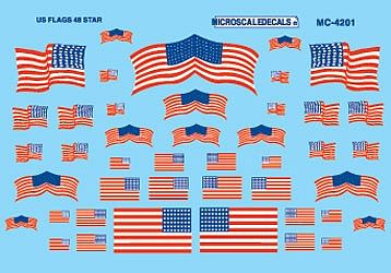 Microscale American 48-Star Flags Decals HO Scale Model Railroad Decal #4201