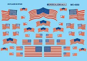 Microscale American 50-Star Flags Decals HO Scale Model Railroad Decal #4202