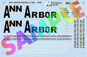 Ann Arbor Mini-Cal Hood Diesels (1963-1976) HO Scale Model Railroad Decal #4301