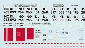 Northwestern Oklahoma (NOKL) 50' Coal Gondola (1999+) HO Scale Model Railroad Decal #4335