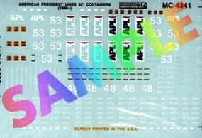 American President Line 53' Container (1998+) HO Scale Model Railroad Decal #4341