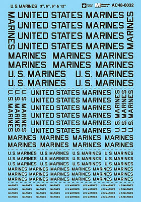 Microscale U.S. Marines Lettering 3, 6, 9, 12 1/48 Scale Model Railroad Decal #480032