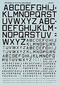 Microscale US Navy & Marines 60 Degree Alphabet 24, 12, 6 & 3 letters Model Railroad Decal #481019