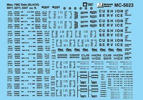 Boxcar Data for FMC 5077 5277 (ABOX) 5347 Cars Black HO Scale Model Railroad Decal #5023