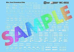 Miscellaneous Door Dimensional Data White HO Scale Model Railroad Decal #5032