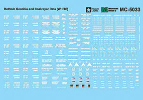Bathtub Gondola & Coalveyor Data White HO Scale Model Railroad Decal #5033