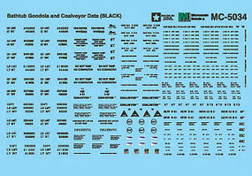 Bathtub Gondola & Coalveyor Data Black HO Scale Model Railroad Decal #5034