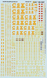 Microscale CSX 50 Outside Braced/Exterior-Post Boxcars N Scale Model Railroad Decal #601337