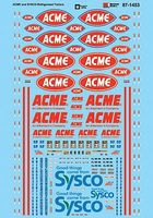 ACME & Sysco Refrigerated Trailers N Scale Model Railroad Decal #601453