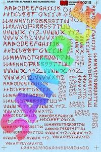 Microscale Graffiti Alphabet & Numbers Red N Scale Model Railrod Decal #70215