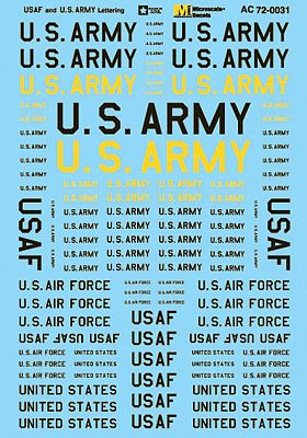 Microscale USAF And U.S. Army Lettering 1/72 Scale Model Railroad Decal #720031