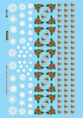 Microscale Christmas Train Graphics Holly & Snowflakes HO Scale Model Railroad Decal #871119