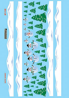 Microscale Christmas Train Graphics Snowman Scenes HO Scale Model Railroad Decal #871120