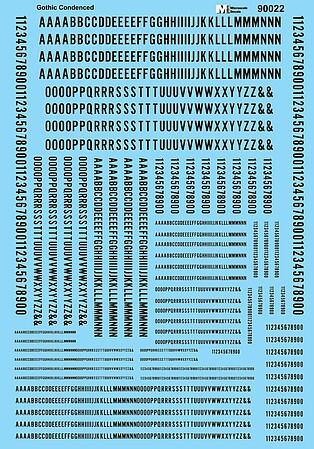 Microscale Alphabets & Numbers Condensed Gothic Black HO Scale Model Railroad Decal #90022