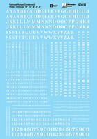 Alphabets & Numbers Condensed Roman Blue HO Scale Model Railroad Decal #90031