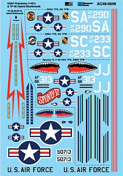 Microscale USAF Phantoms Plastic Model Aircraft Decal Kit 1/48 Scale #ac480049