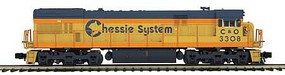 MTH-Electric O Hi-Rail U30C w/PS3, Chessie #3308 MTH-Electric O Hi-Rail U30C w/PS3, Chessie #3308