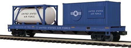 MTH-Electric O Flat w/ Tank Container & 20 Cont, USAF #35795