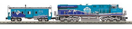 MTH-Electric O-27 Imperial ES44AC & Caboose/PS3, Christmas/Blue
