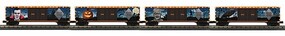 MTH-Electric O Halloween 50' Double Door Boxcar 4pk w/LED's