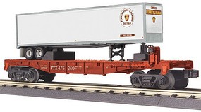 MTH-Electric O-27 Flat w/40' Trailer, PRR