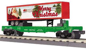 MTH-Electric O-27 Flat w/40' Trailer, Christmas MTH-Electric O-27 Flat w/40' Trailer, Christmas