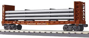 MTH-Electric O-27 Flat w/Bulkheads & Pipe Load, WM MTH-Electric O-27 Flat w/Bulkheads & Pipe Load, WM