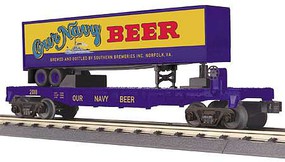 MTH-Electric O-27 Flat w/40' Trailer, Our Navy Beer #2018 MTH-Electric O-27 Flat w/40' Trailer, Our Navy Beer #2018