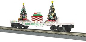 MTH-Electric O Christmas Flatcat w/Lighted Christmas Trees/white