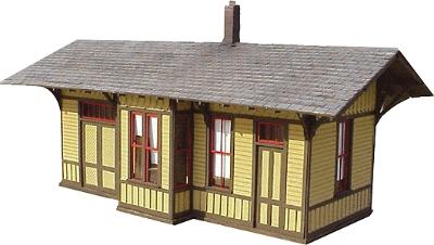 Mountaineer Laser-Cut Wood Structure Kits - Historical Railroad Buildings Pennsylvania Railroad Class A Station - Scale 16 x 40 - HO-Scale