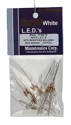 Miniatronics Standard Light Emiting Diodes (LEDs) 5mm Diameter White pkg(10)