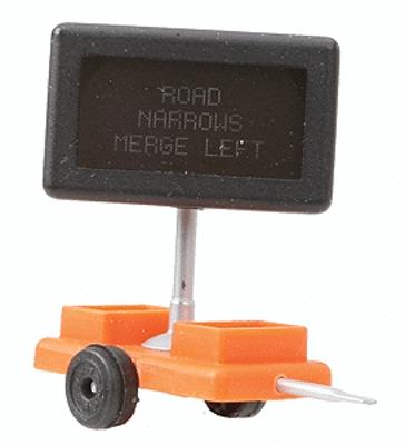 Miniatronics Road Narrows Merge Left Highway Sign w/ Transformer HO Scale Model Railroad Accessory #8500601