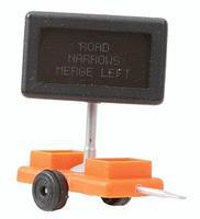 Miniatronics Road Narrows Merge Left Highway Sign w/ Transformer HO Scale Model Railroad Accessory #8500601 Miniatronics Road Narrows Merge Left Highway Sign w/ Transformer HO Scale Model Railroad Accessory #8500601