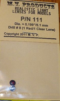 M-V-Products .199 Red (1) & Clear (1) Headlight Set Miscellaneous Train Part #111