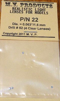 M-V-Products .063 Clear (4) for HO/N Headlights Miscellaneous Train Part #22