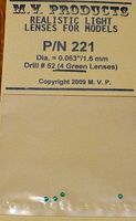 M-V-Products .063 Green (4) Headlight Set Miscellaneous Train Parts #221 M-V-Products .063 Green (4) Headlight Set Miscellaneous Train Parts #221