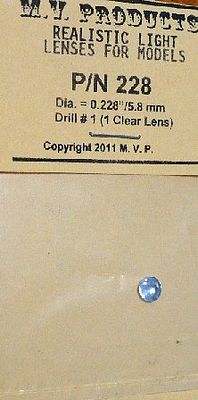 M-V-Products .228 Clear (1) Headlight Set Miscellaneous Train Part #228