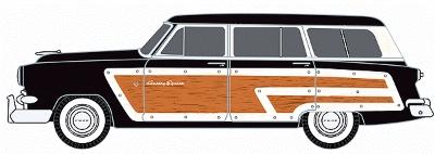 Classic-Metal-Works 1953 Ford Country Squire Wagon - Assembled - Mini Metals(R) Raven Black - HO-Scale