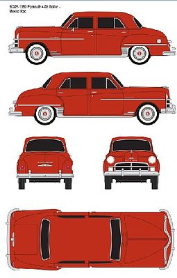 Classic-Metal-Works 1950 Plymouth 4-Door Sedan - Assembled - Mini Metals(R) Mexico Red - HO-Scale