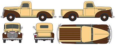 Classic-Metal-Works Chevrolet Pickup Truck Cream, Circassian Brown HO Scale Model Railroad Vehicle #30366