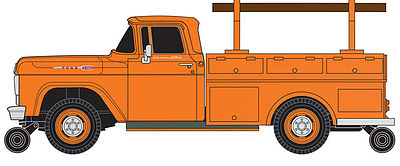 Classic-Metal-Works F-100 Utility Truck Orange HO Scale Model Railroad Vehicle #30464