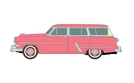 Classic-Metal-Works 1953 Ford Customline Station Wagon Flamingo Red HO Scale Model Railroad Vehicle #30582