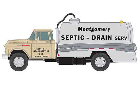 Classic-Metal-Works 1957 Chevy Septic Tank Truck Montgomery Drain Service HO Scale Model Railroad Vehicle #30604