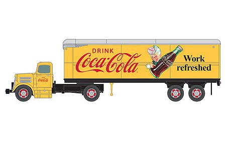 WHITE WC22 TRACTOR TRAILER COCA-COLA YELLOW 1/87 CLASSIC METAL WORKS 31188 HO