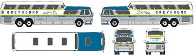 Classic-Metal-Works 1954 GMC PD4501 Scenicruiser Bus Assembled Greyhound HO Scale Model Railroad Vehicle #33106