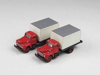 Classic-Metal-Works Mini Metals American Trucks International Harvester (Diecast, Assembled pkg(2) Red Cab, White Body - No Lettering - N-Scale