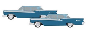 Classic-Metal-Works 1959 Ford Fairlane 4-Door 2-Pack Assembled Mini Metals(R) Wedgewood Blue, Surf Blue N-Scale